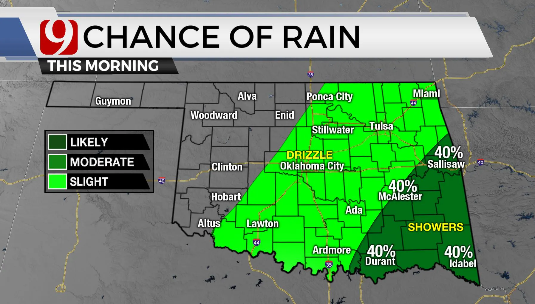 Chances of rain Friday morning.