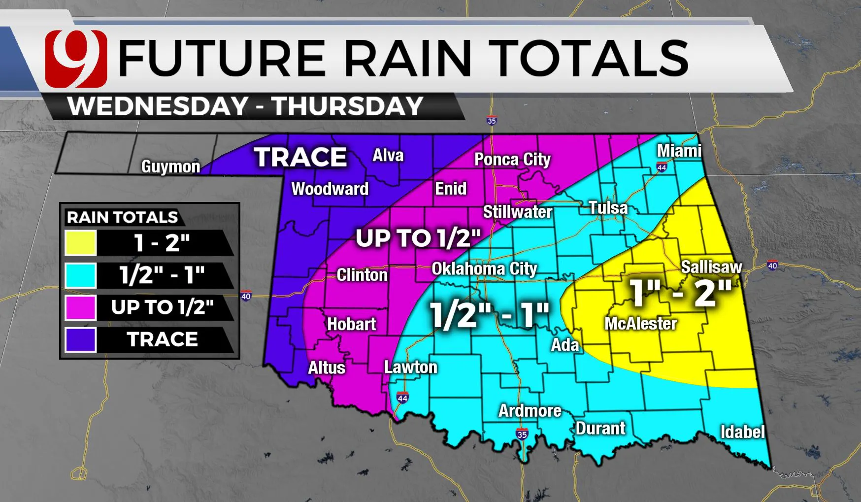 Future rain totals this week.