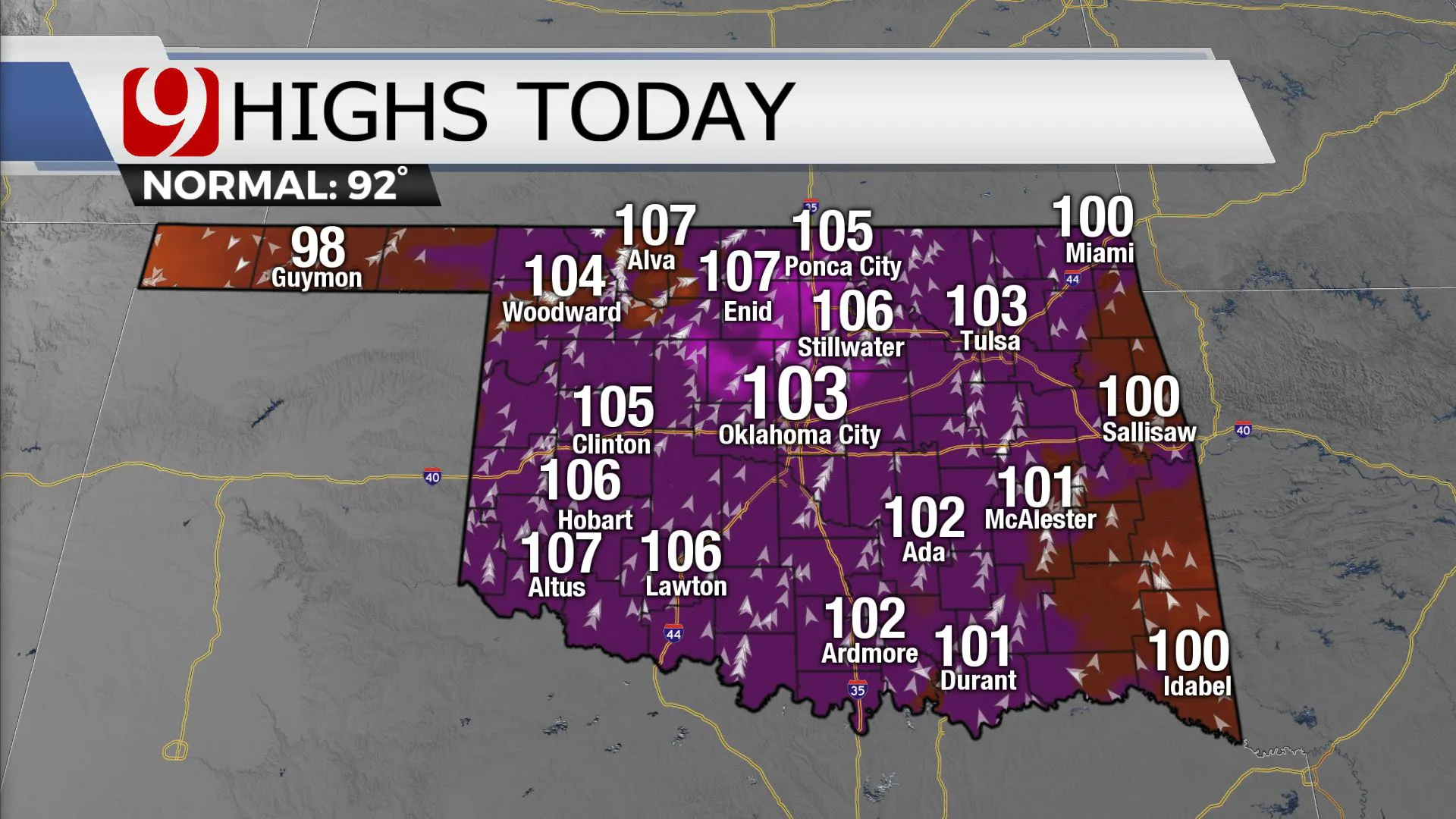 HIGHS TODAY -- 7/7/22