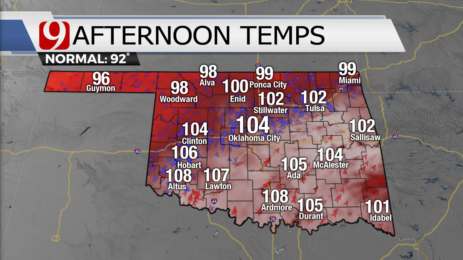 AFTERNOON TEMPS -- 7/8/22