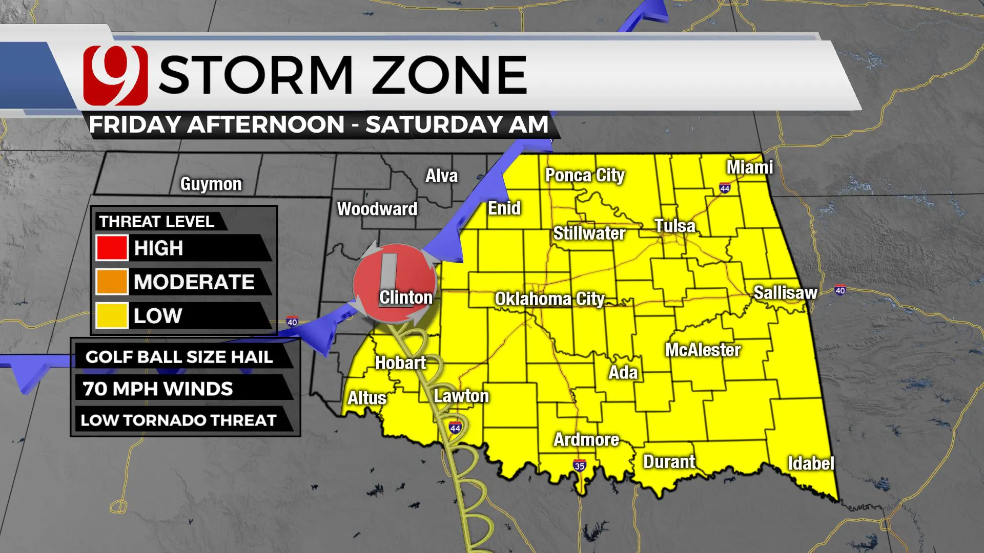 Storm zone from Friday into Saturday morning.