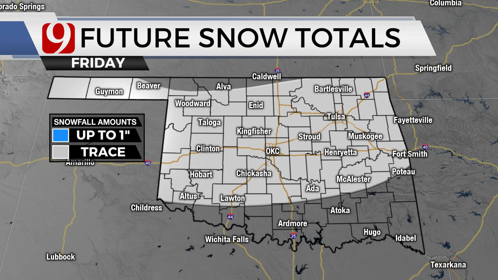 Future snow totals across the state.
