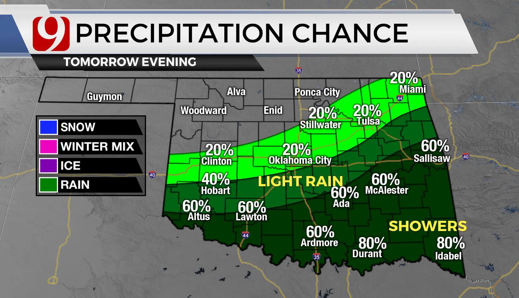 Chance for rain Thursday night.