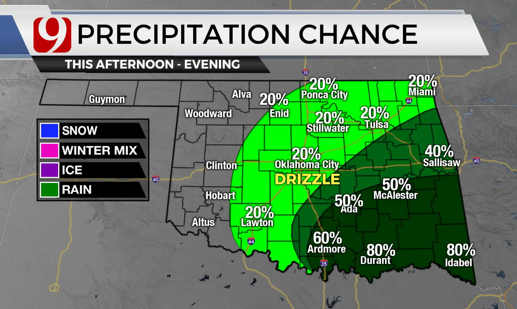 Precipitation chance for Wednesday.