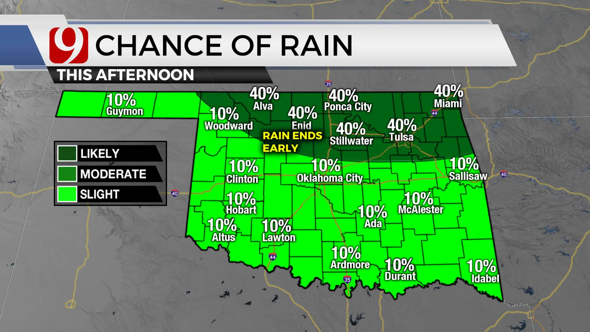 Chances of rain Tuesday afternoon.