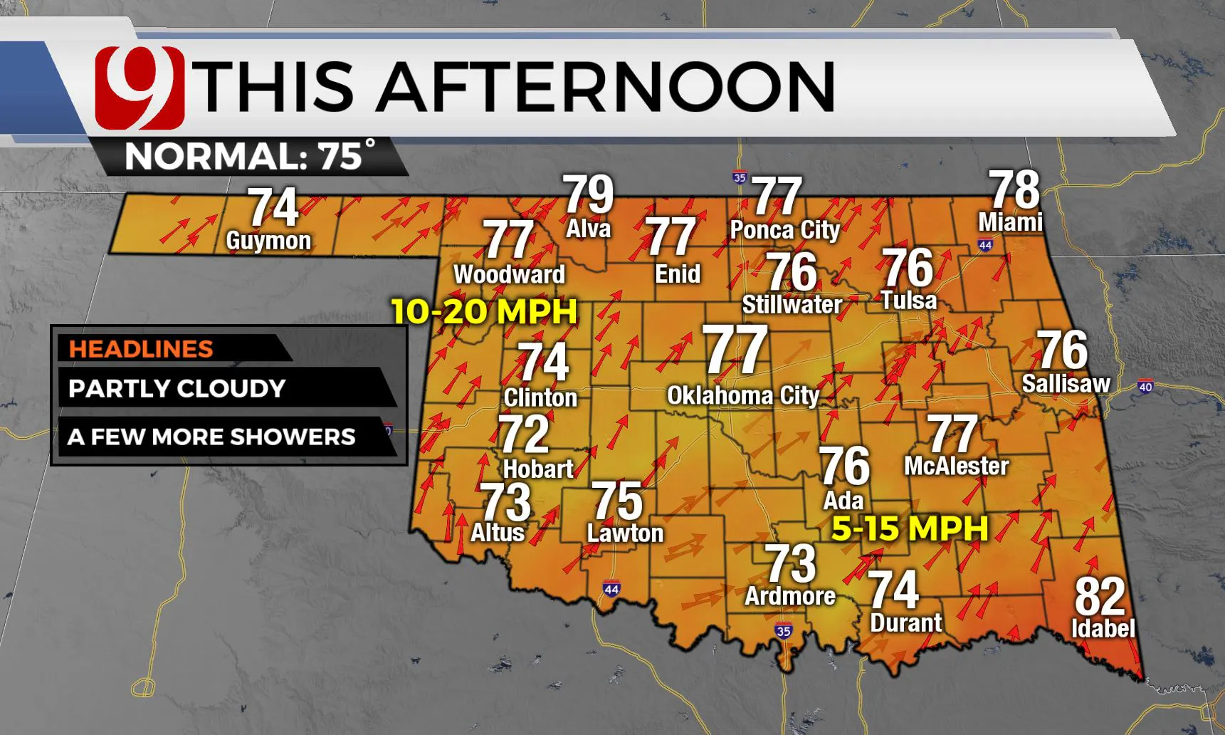 Temps across the state this afternoon.