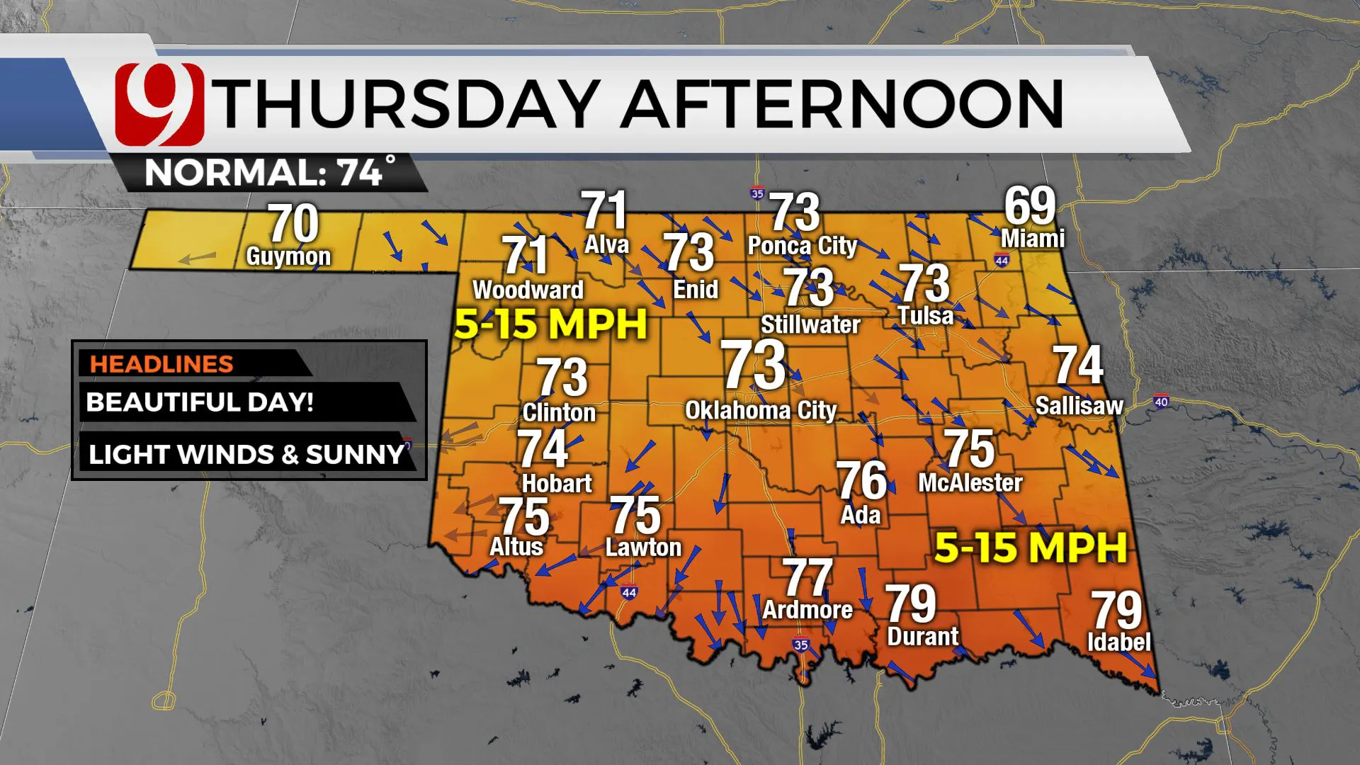 Temps for Thursday afternoon.