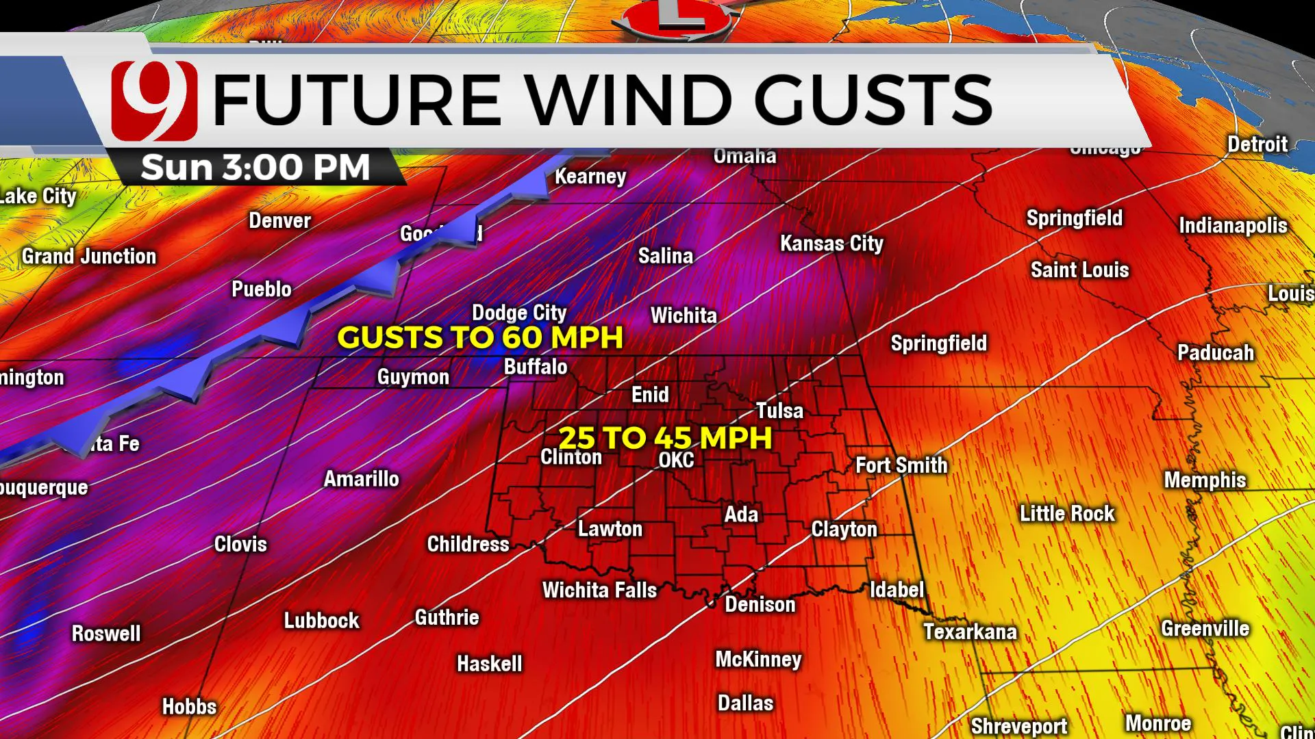 Incoming wind gusts this weekend.