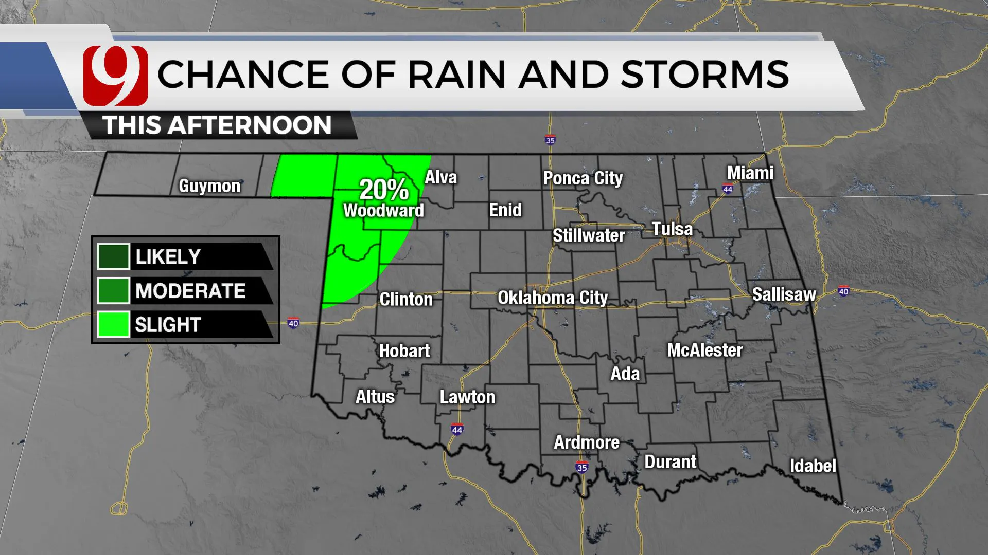 Chances of rain and storms this afternoon.