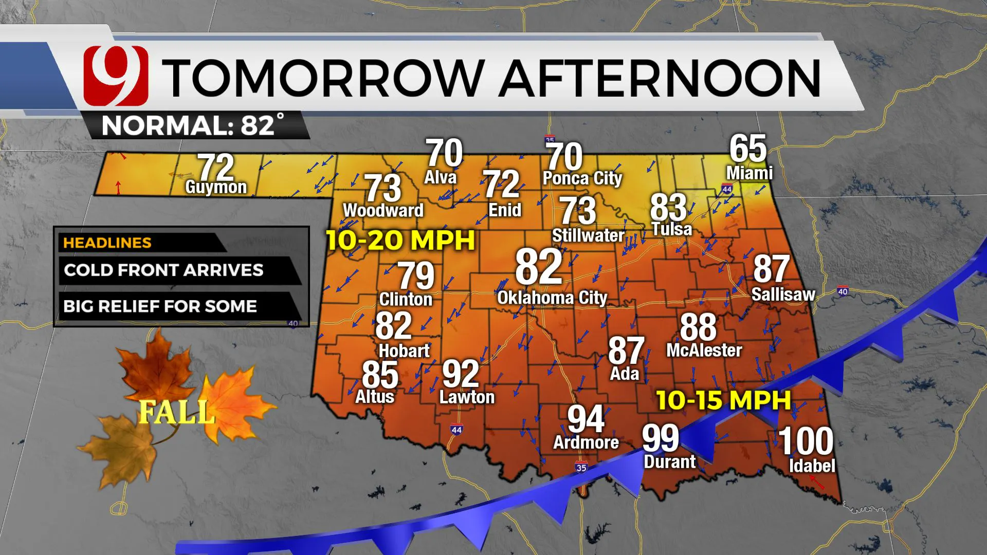 Temps and winds tomorrow afternoon.