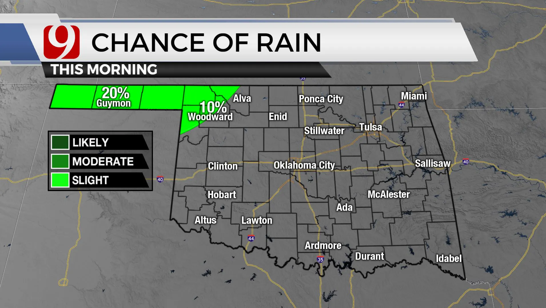 Chances of rain across the state.