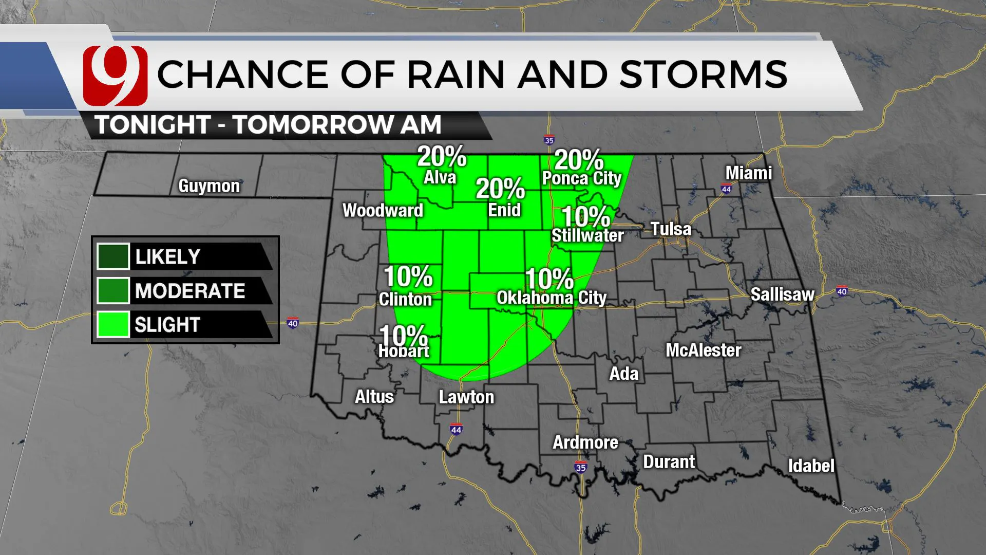Chances of rain and storms for Thursday and Friday.