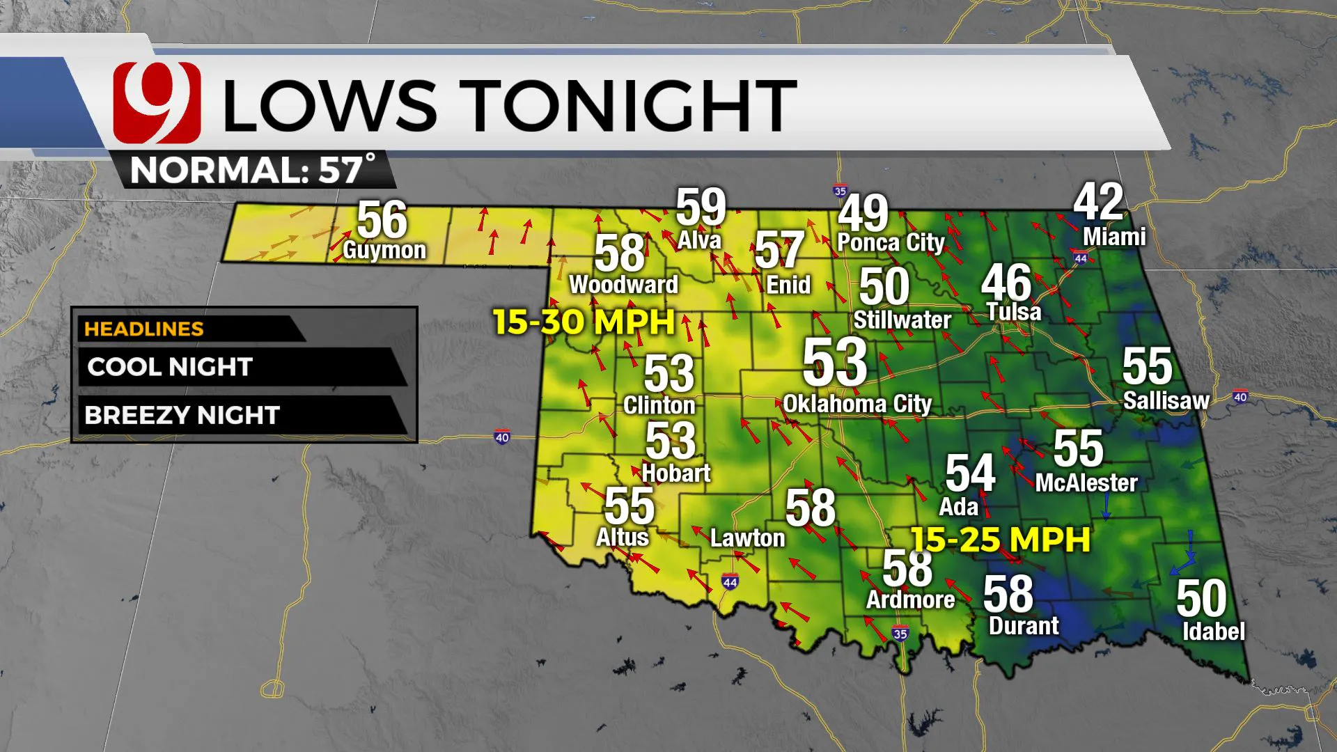 Lows tonight across the state.
