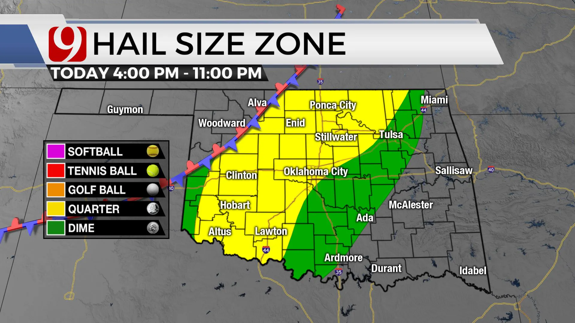 Hail size zone.