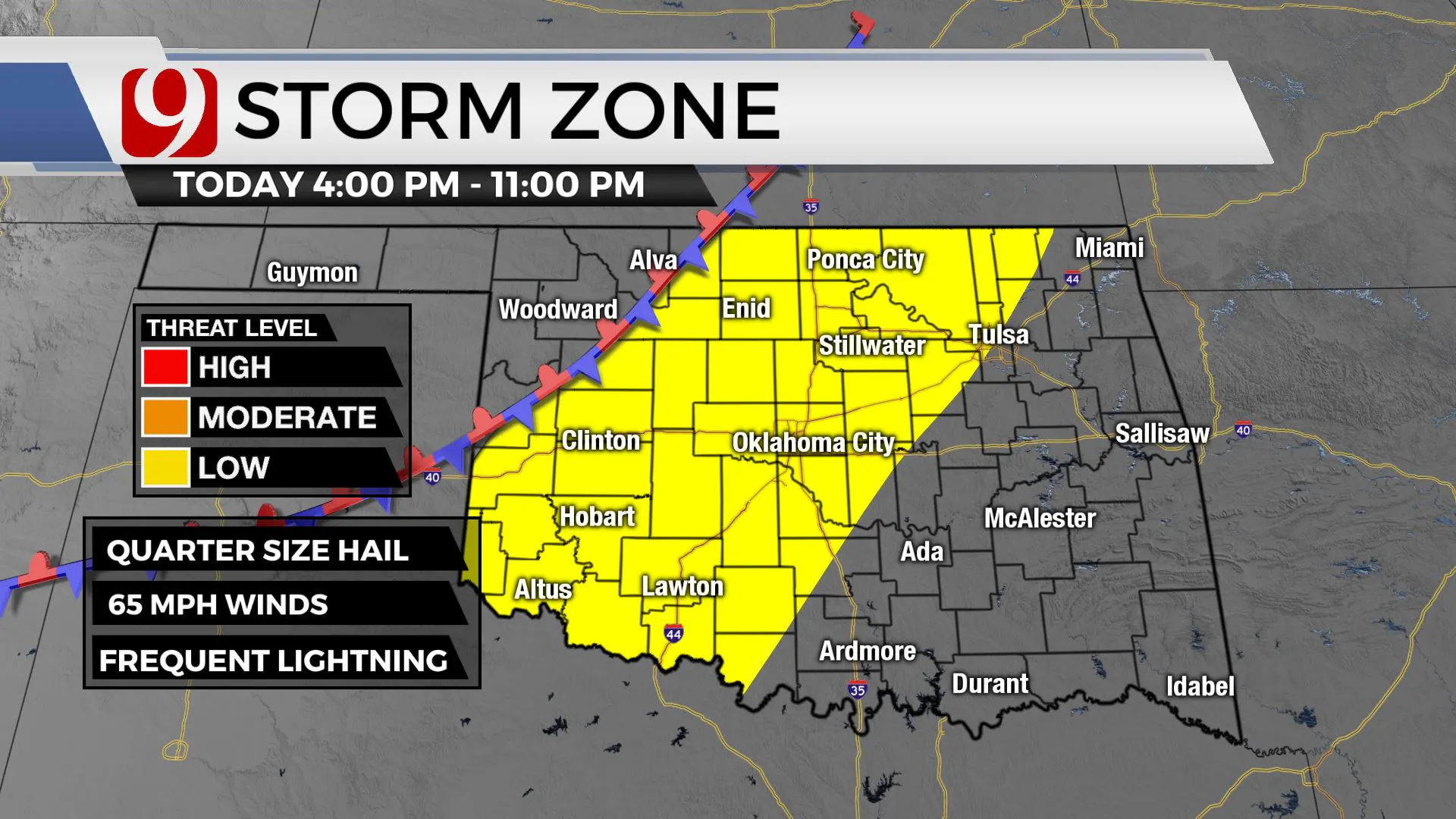 Storm zone on Monday.