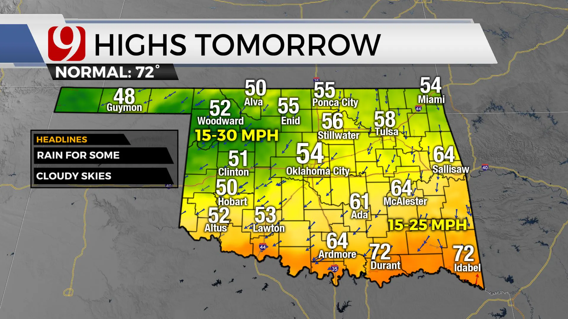 High temps on Saturday.