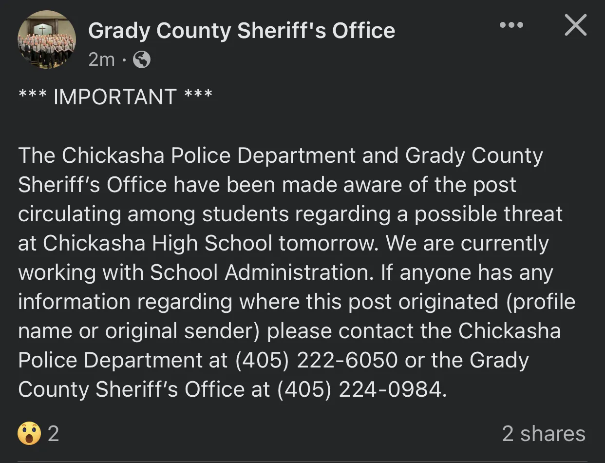 Chickasha School Threat