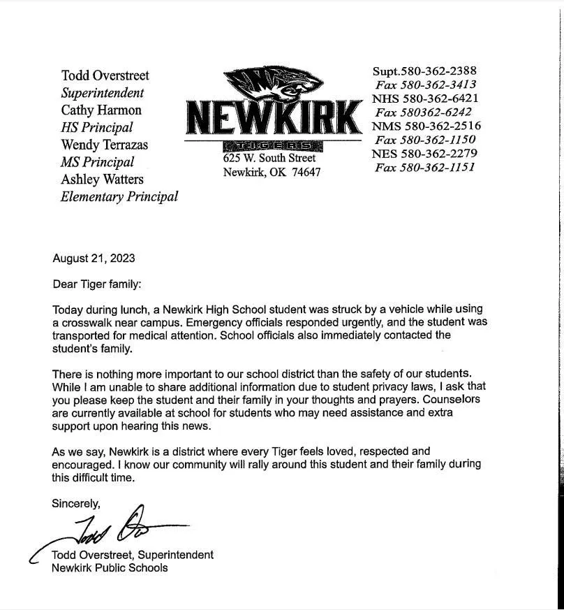 Newkirk Public Schools Statement