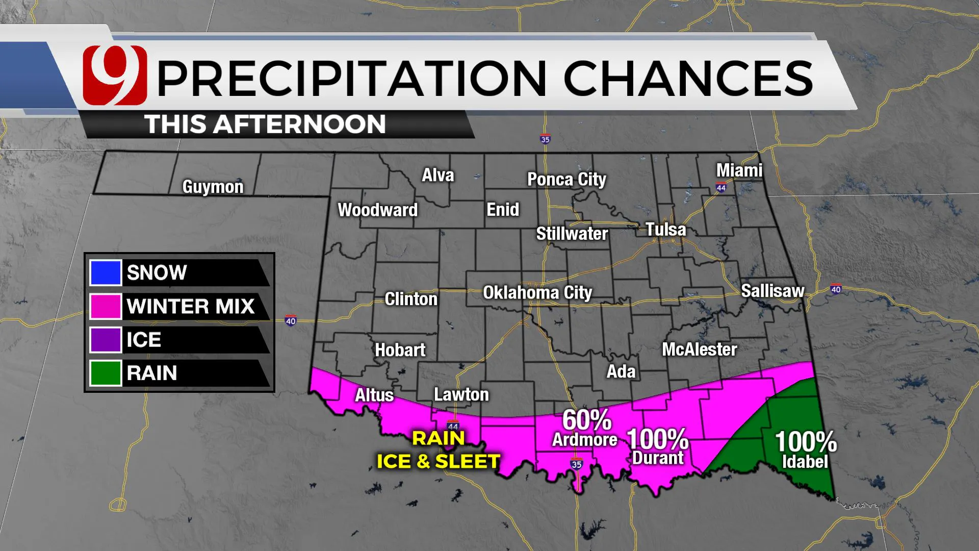 Precipitation chances Wednesday afternoon.