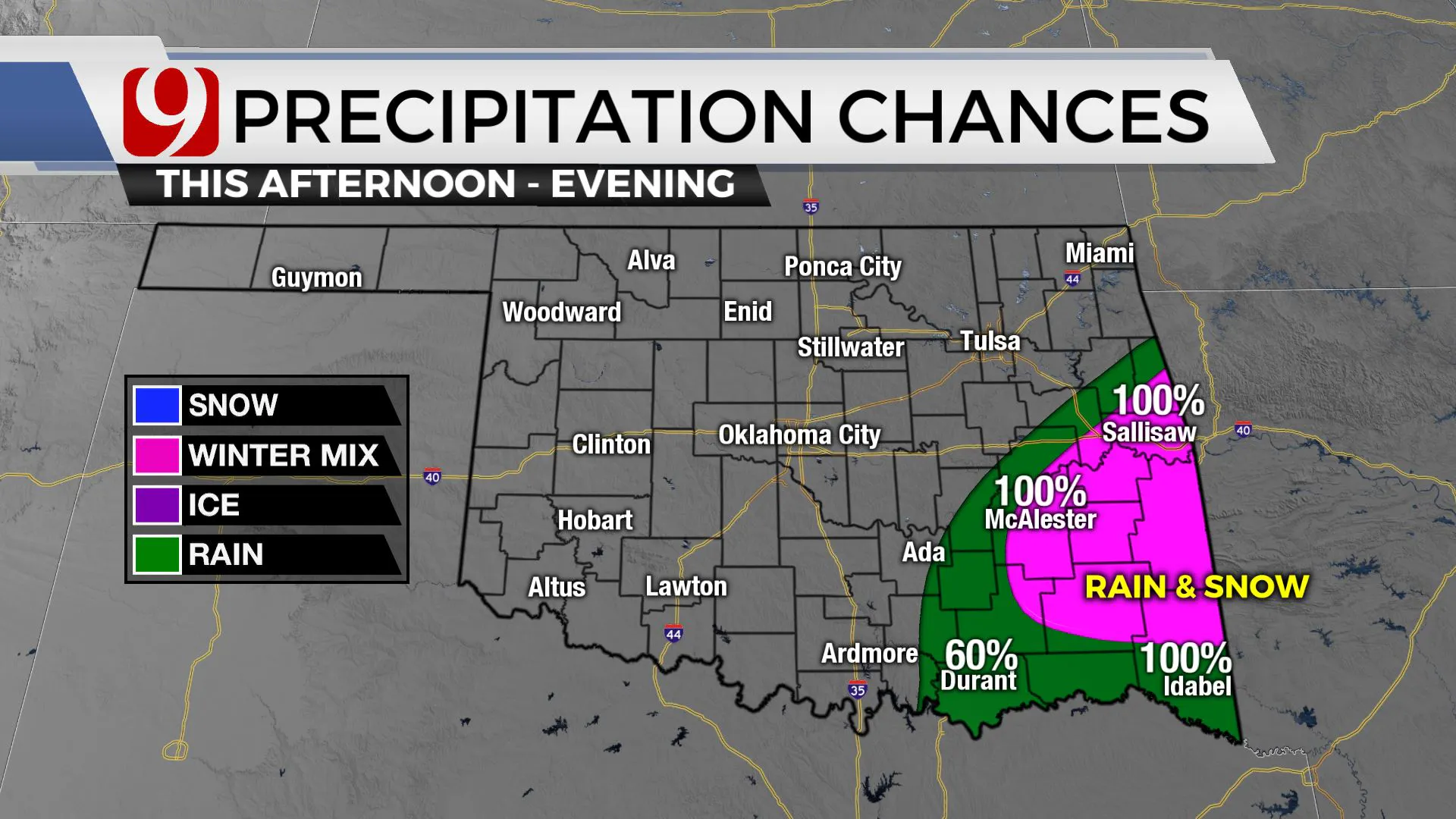 Precipitation chances for Friday afternoon.