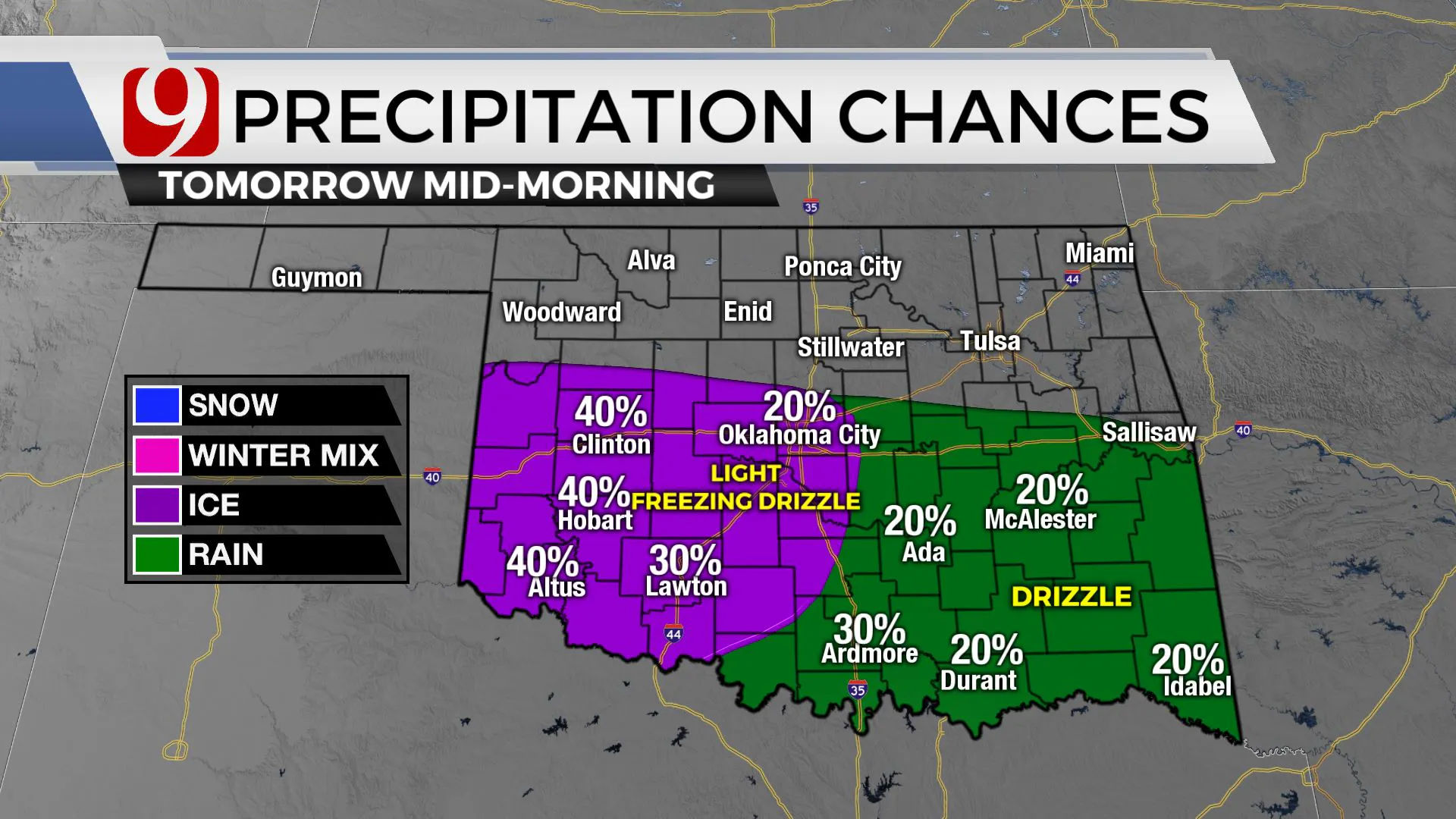 Precipitation chances Friday morning