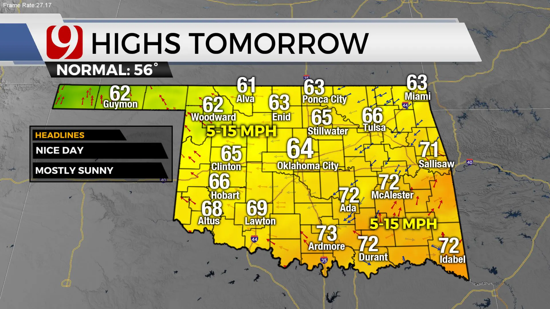 High temps for Wednesday.