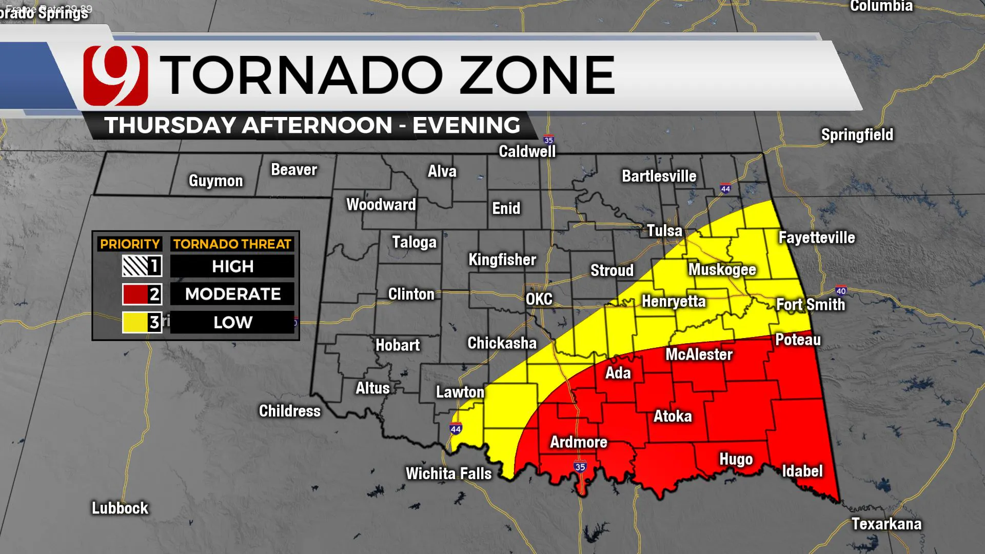 Tornado zone on Thursday.