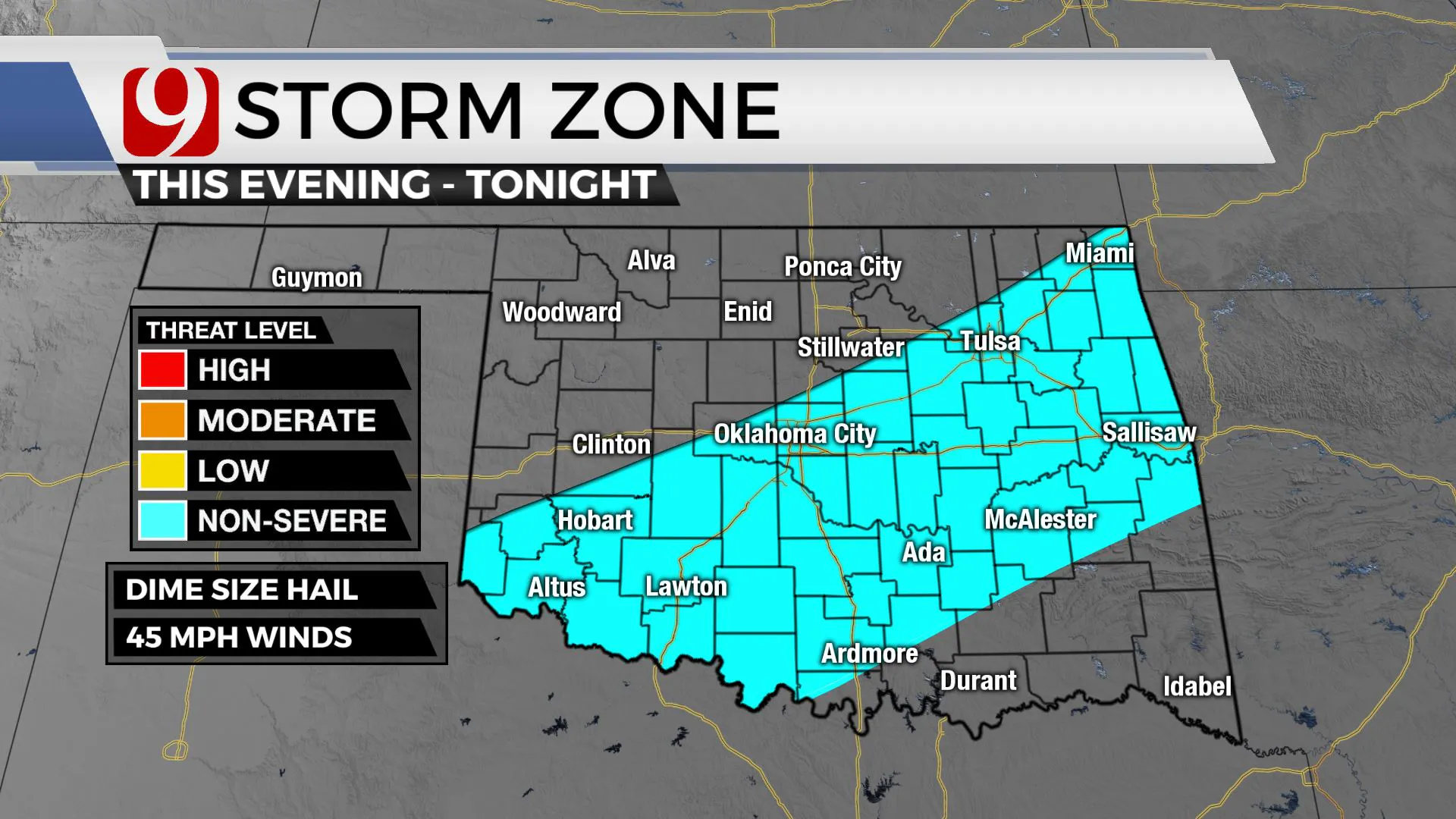 Storm zone for Monday night.