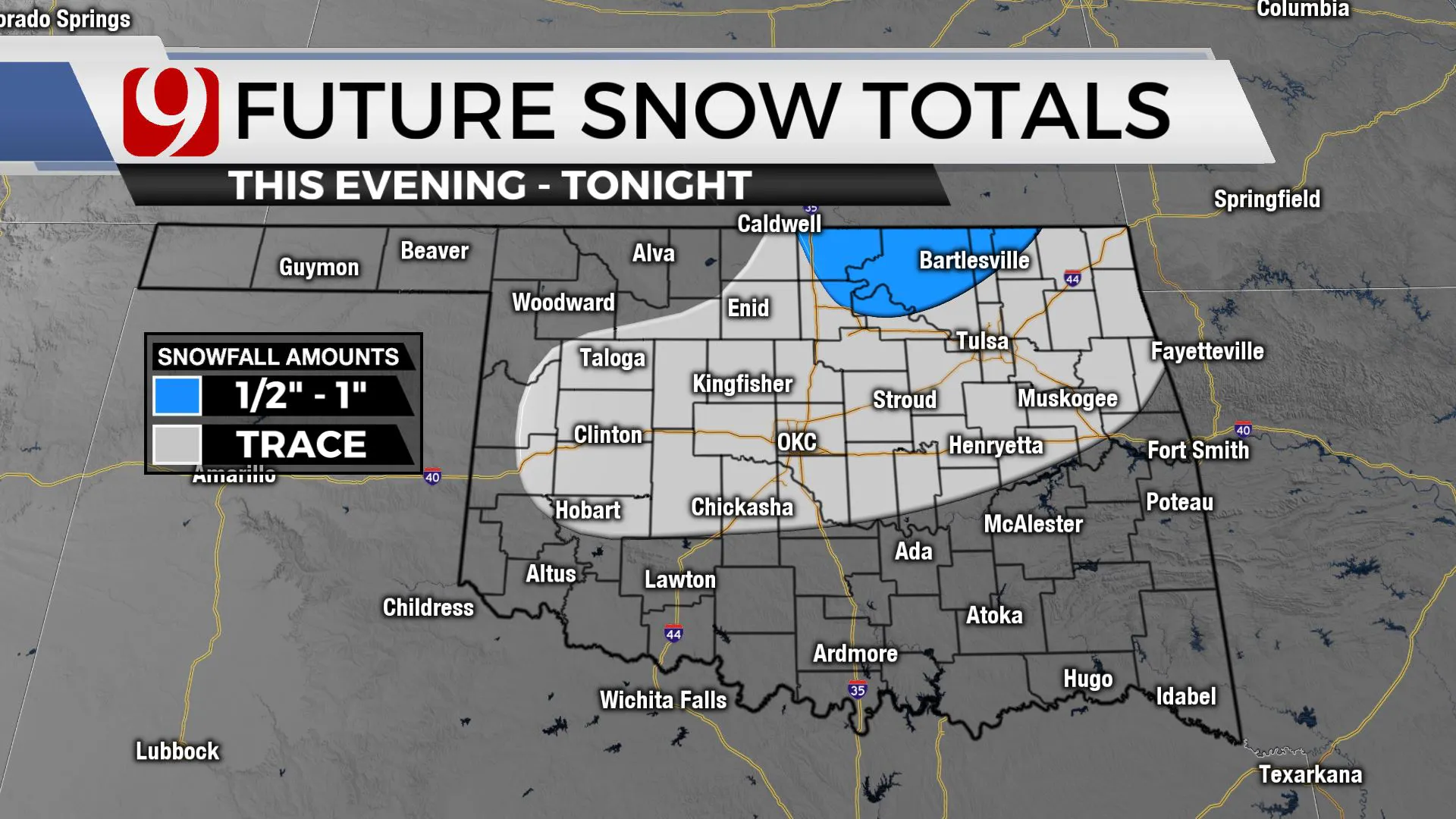 Future snow totals for Wednesday night.