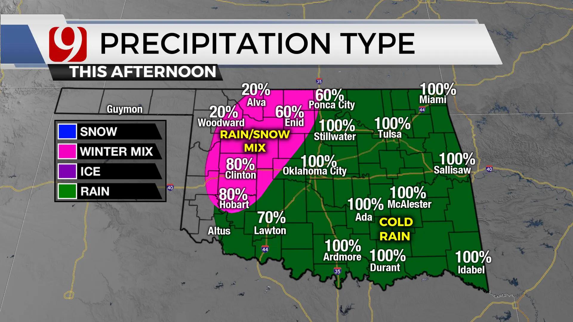 Rain types across the state.