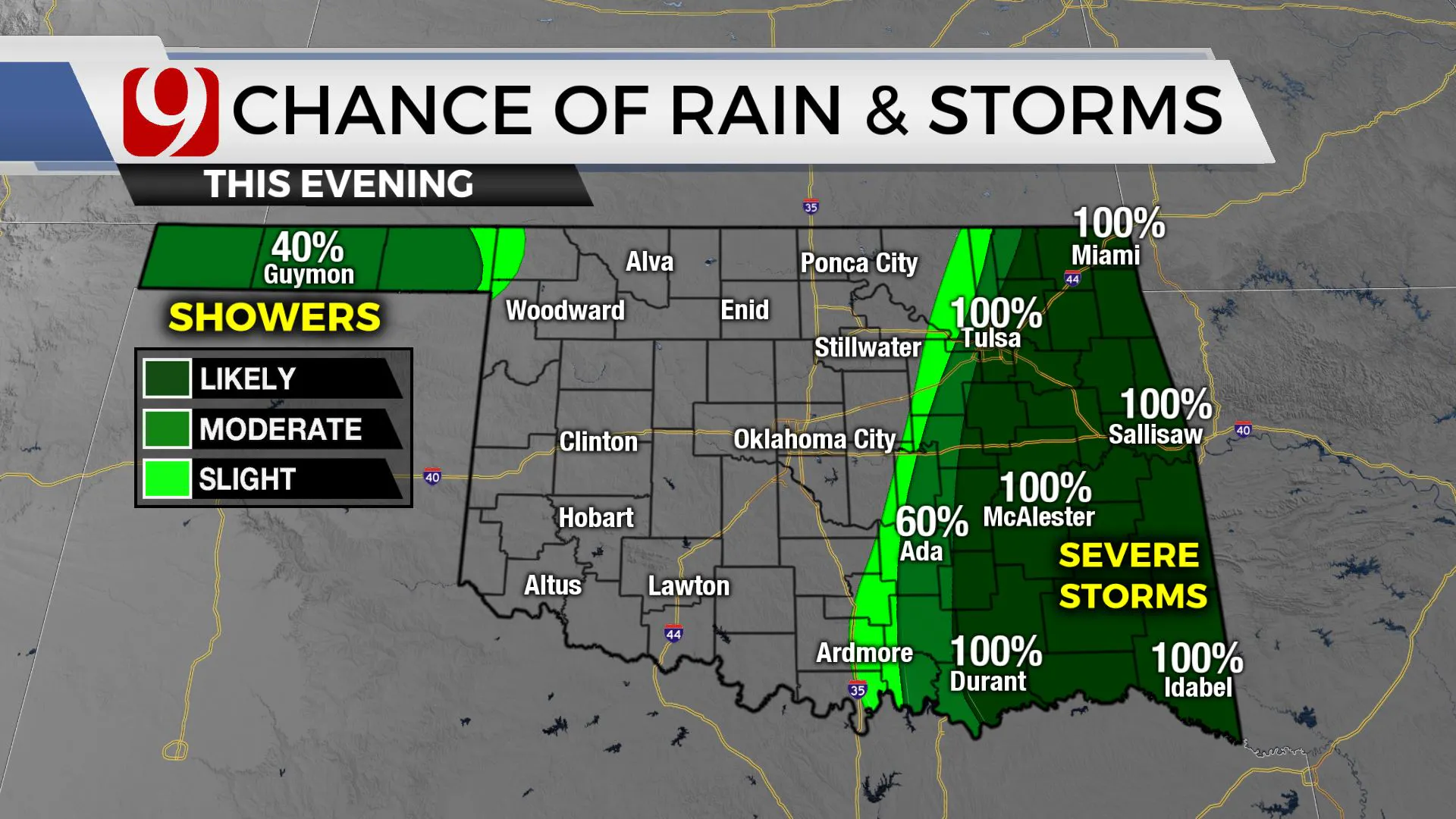 Chances if rain and storms Monday evening.