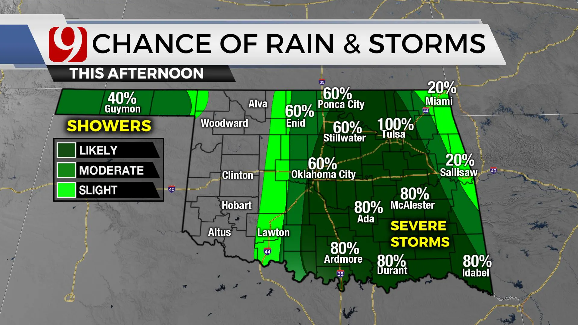 Chances of rain and storms for Monday afternoon.