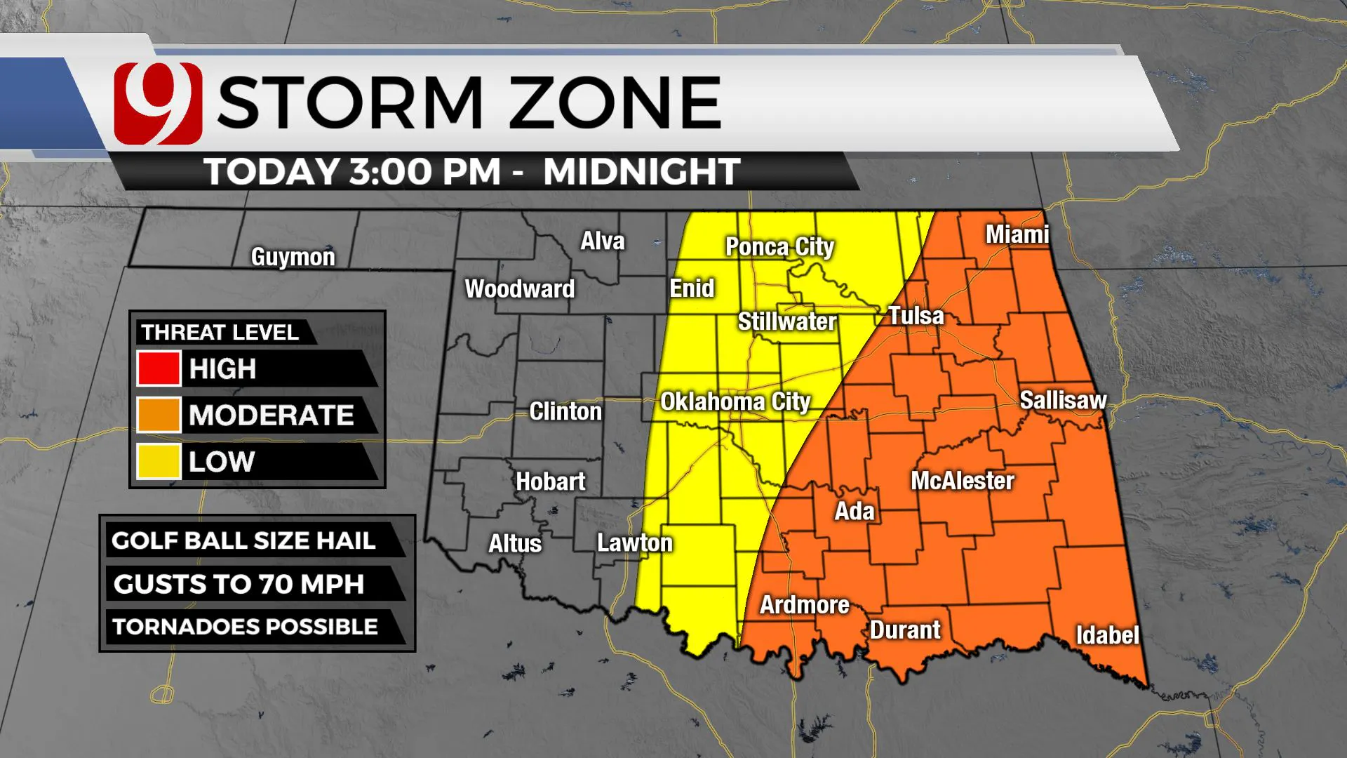 Storm zone across the state for Monday.