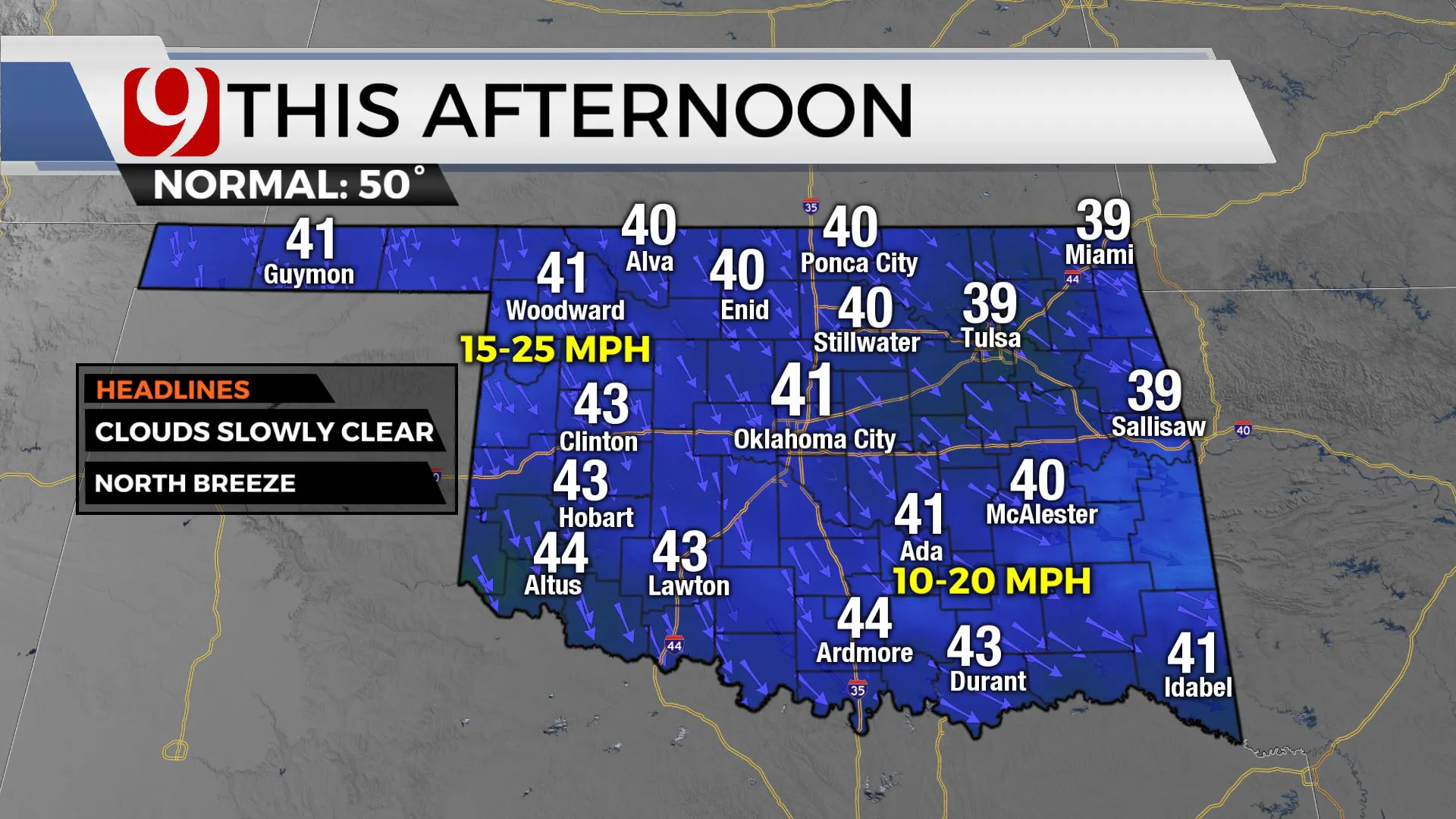 Temps across the state Wednesday afternoon