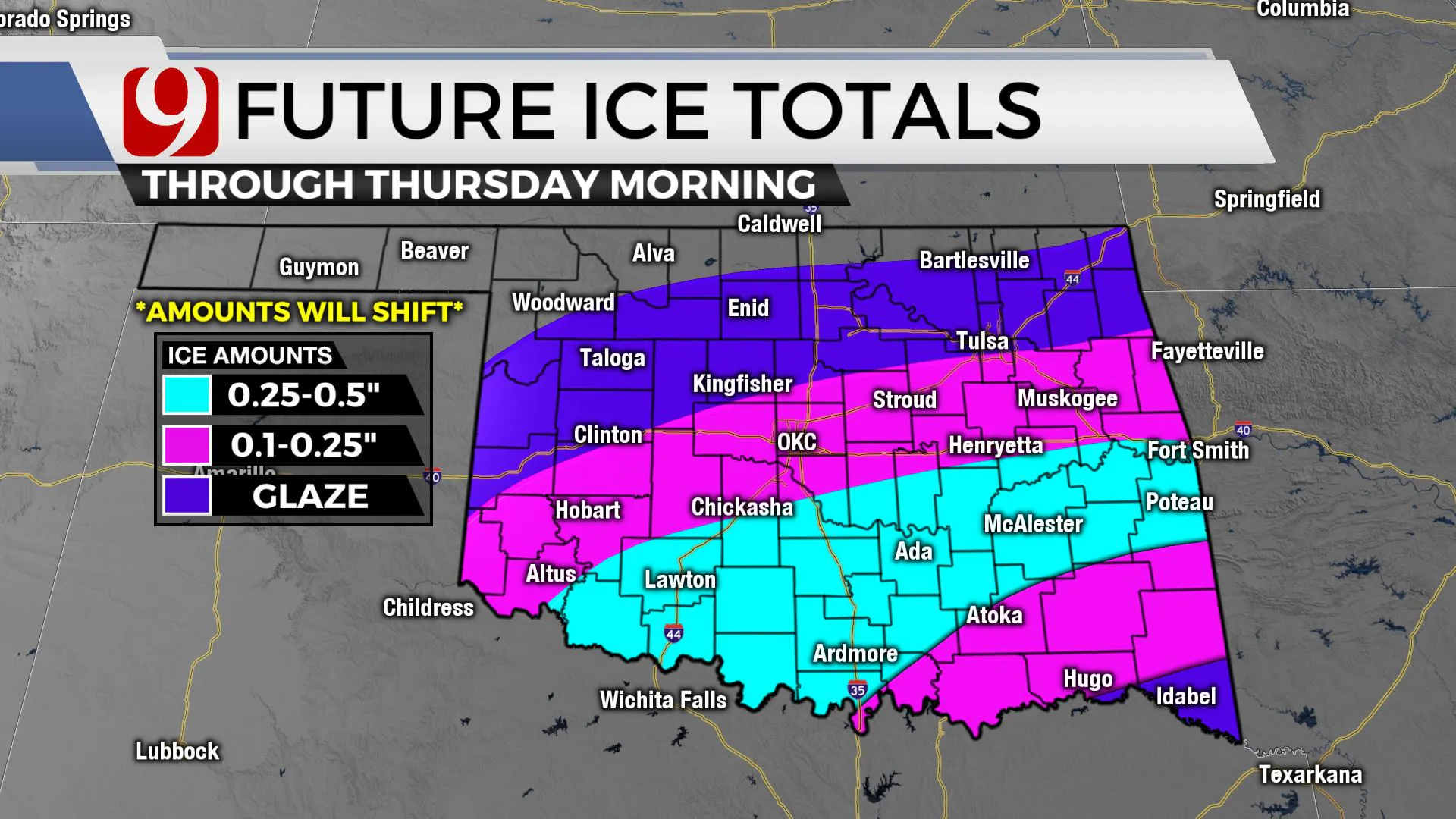 Future ice totals through Thursday.
