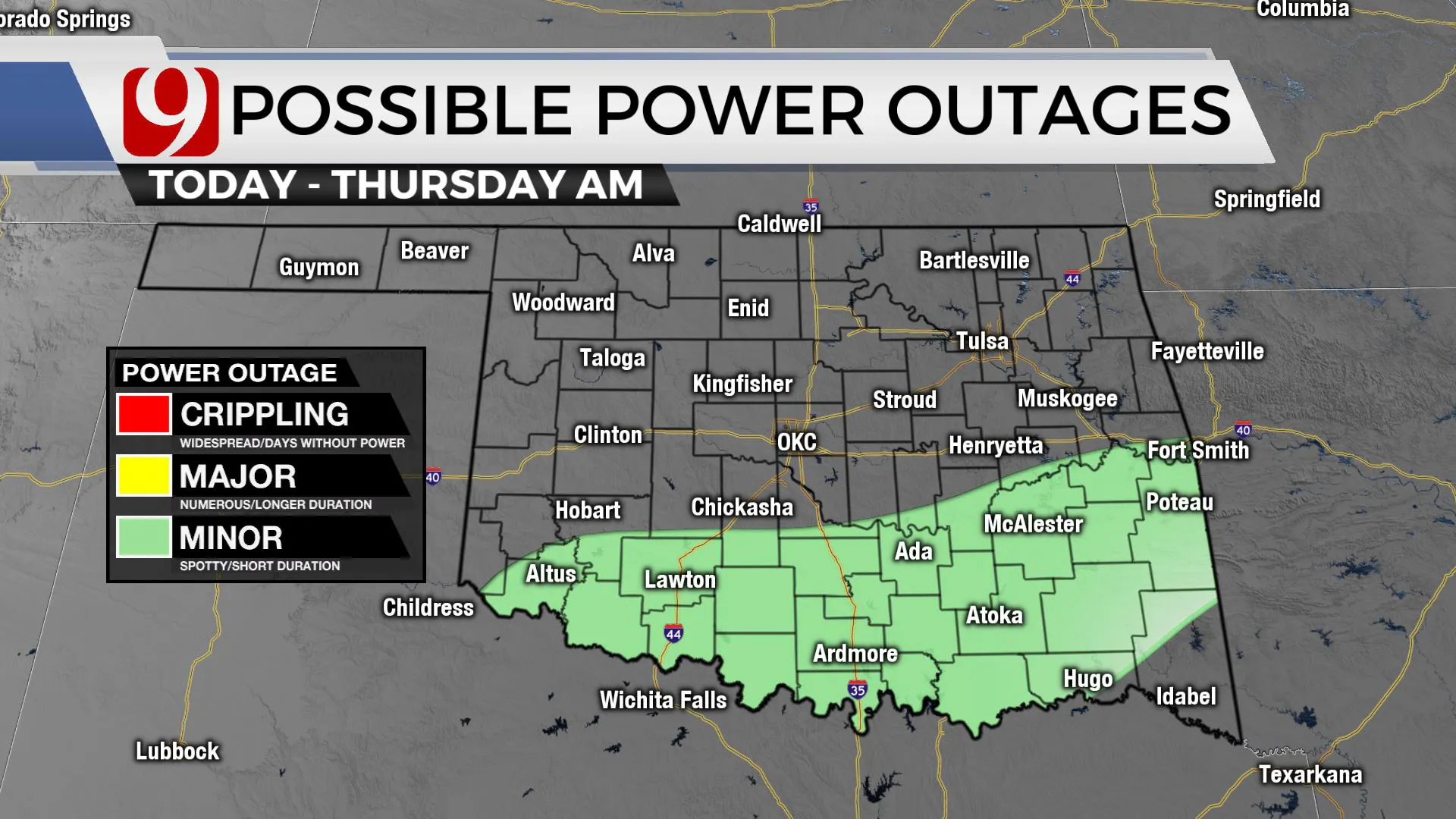 Possible power outages across the state.