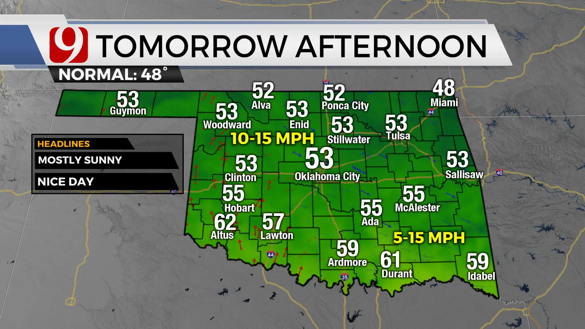 Temps for Thursday afternoon.