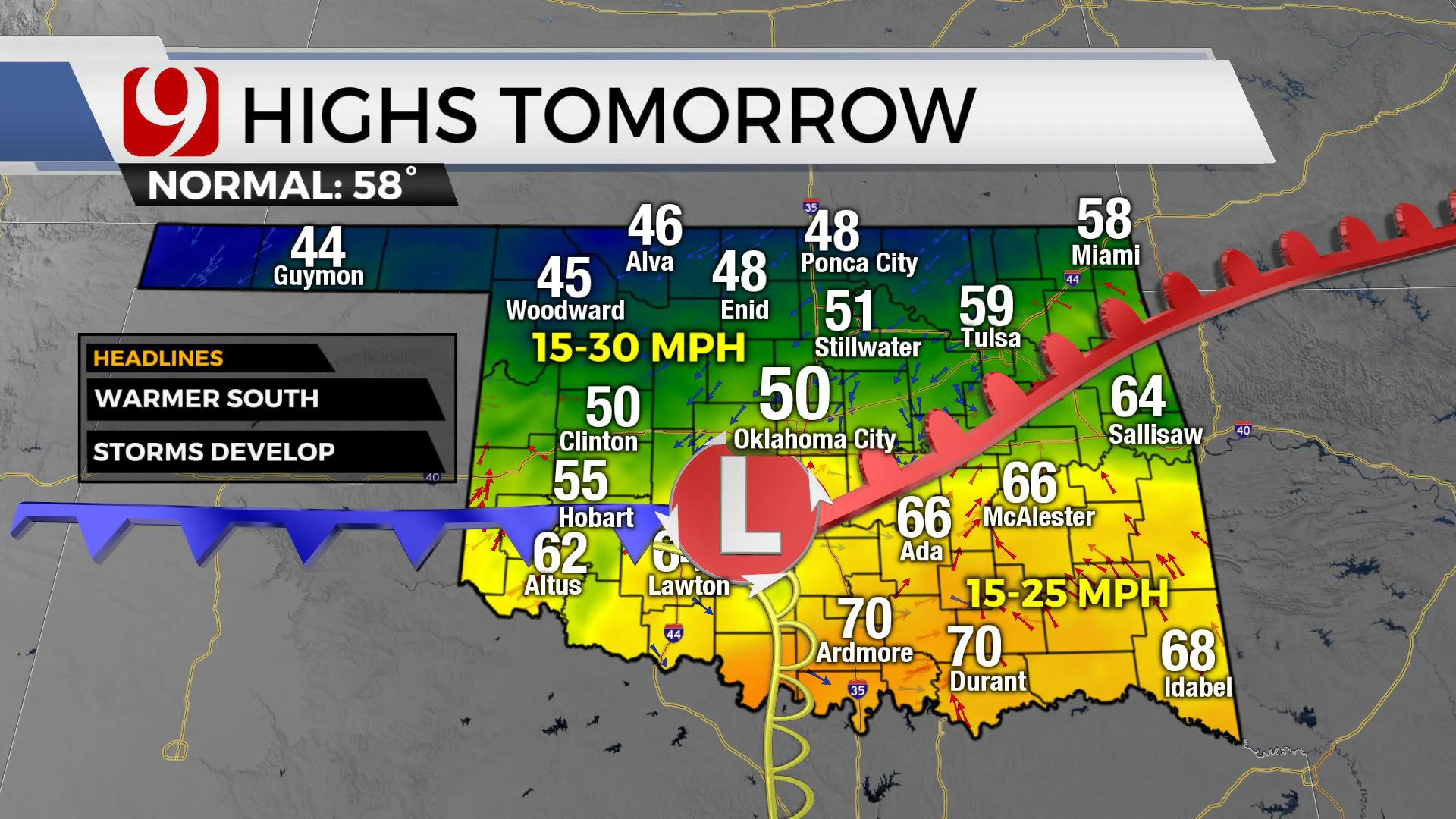 High temps on Thursday.