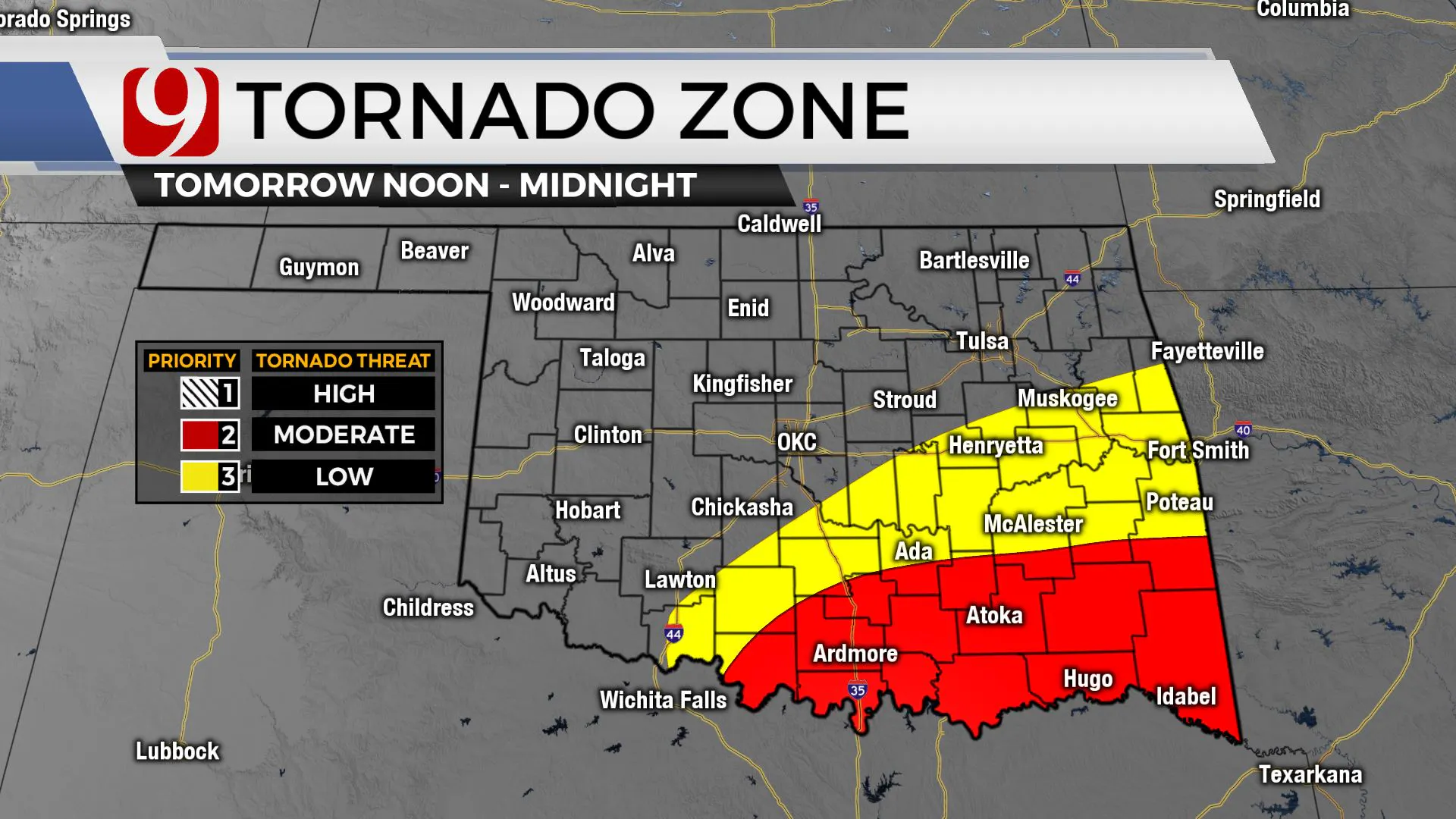 Tornado zone on Thursday.
