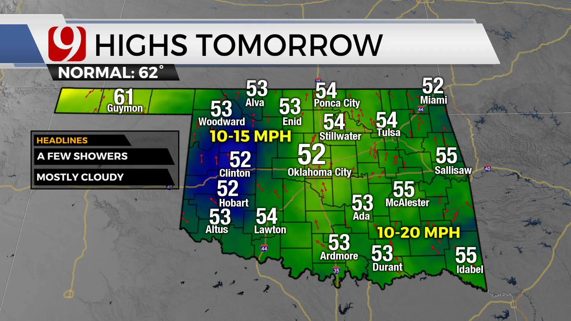 High temps on Tuesday.