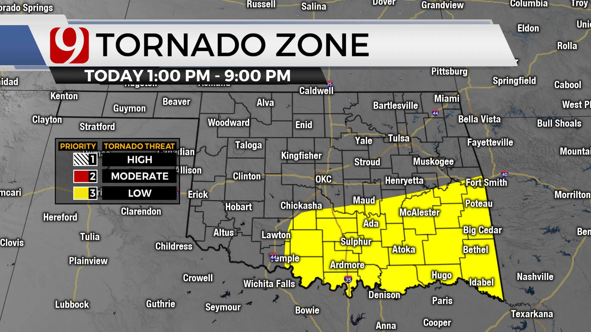 Tornado zone on Thursday.