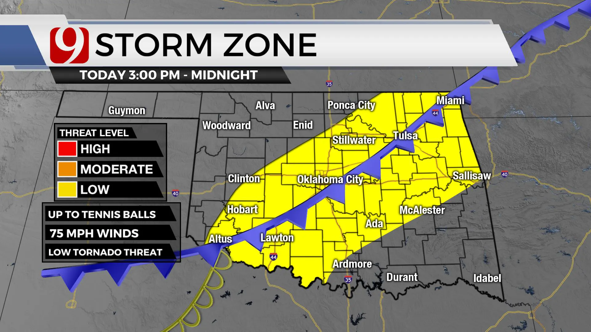 Storm zone on Thursday.