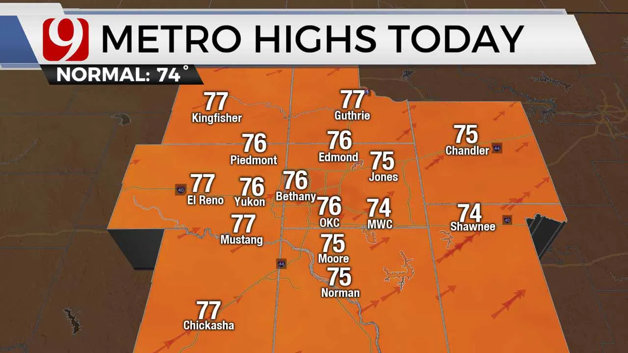 Highs in the Oklahoma City metro.
