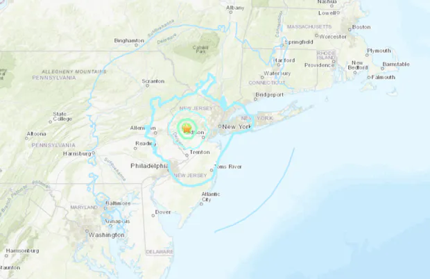 Maps shows 4.7 earthquake centered in New Jersey - April 5 '24