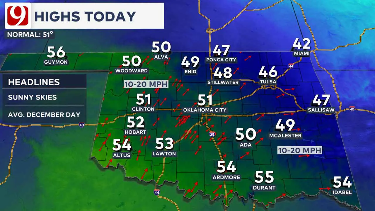 Highs on Wednesday.