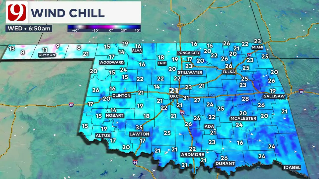 Wind chill on Wednesday.