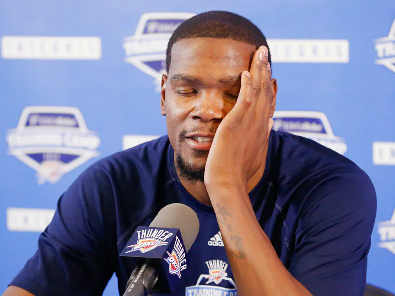 Kevin Durant at press conference following Jones Fracture 