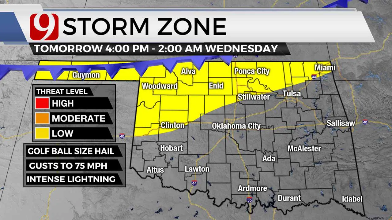 Tuesday's storm zone.