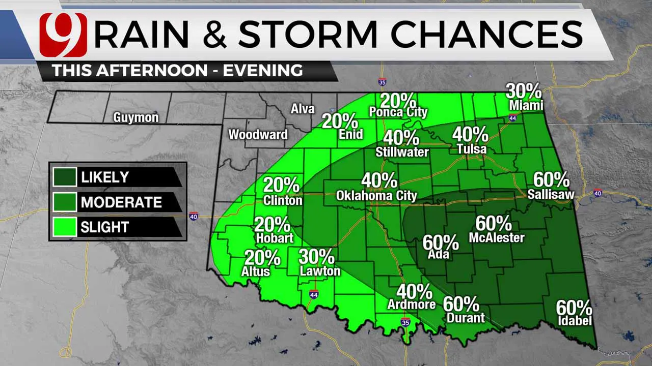 Rain and storms are possible Wednesday afternoon.