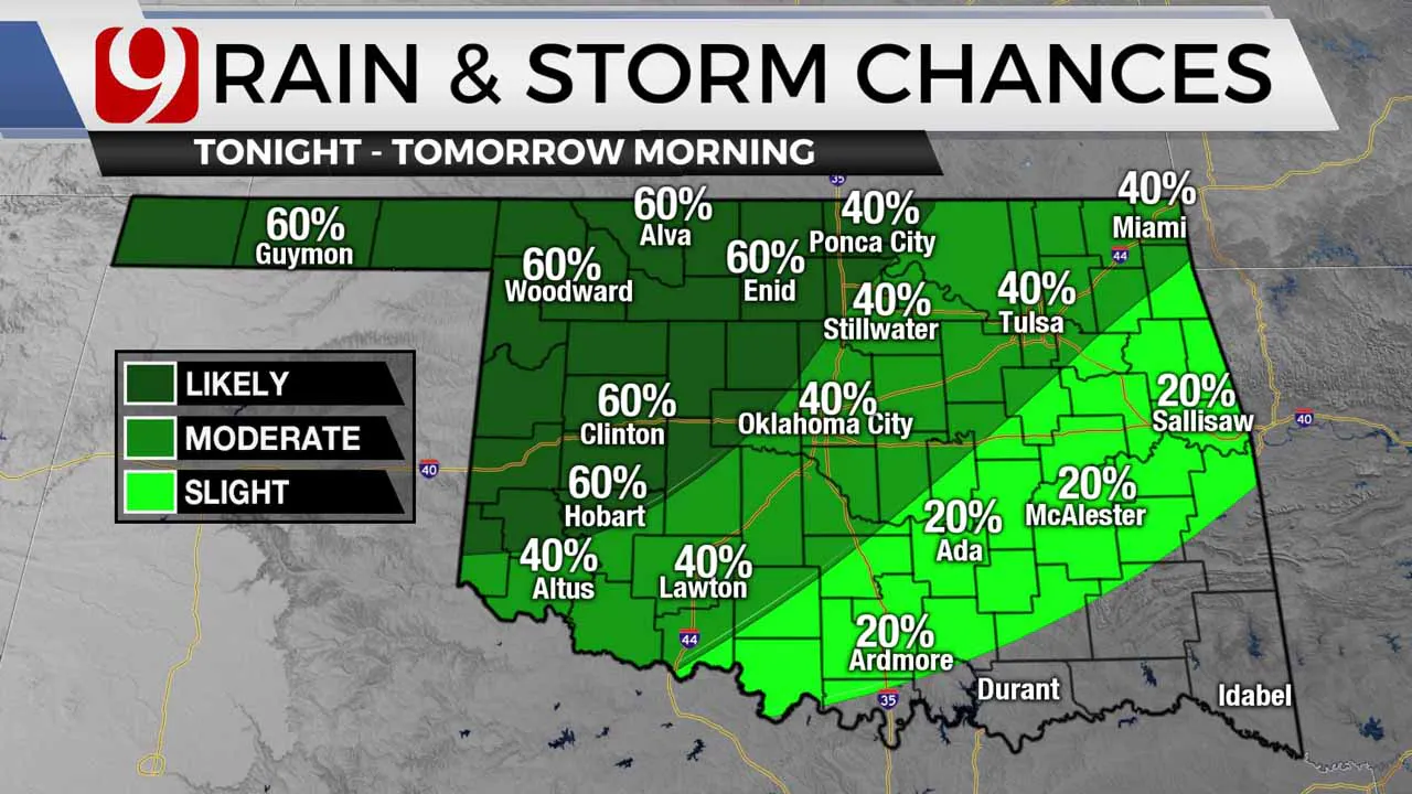 Rain and storms are possible Friday night.